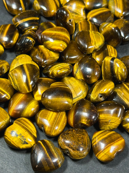 Natural Tiger Eye Gemstone Bead 20mm Heart Shape Beads, Beautiful Natural Golden Brown Color Tiger Eye Gemstone Beads, LOOSE Beads (1pc)