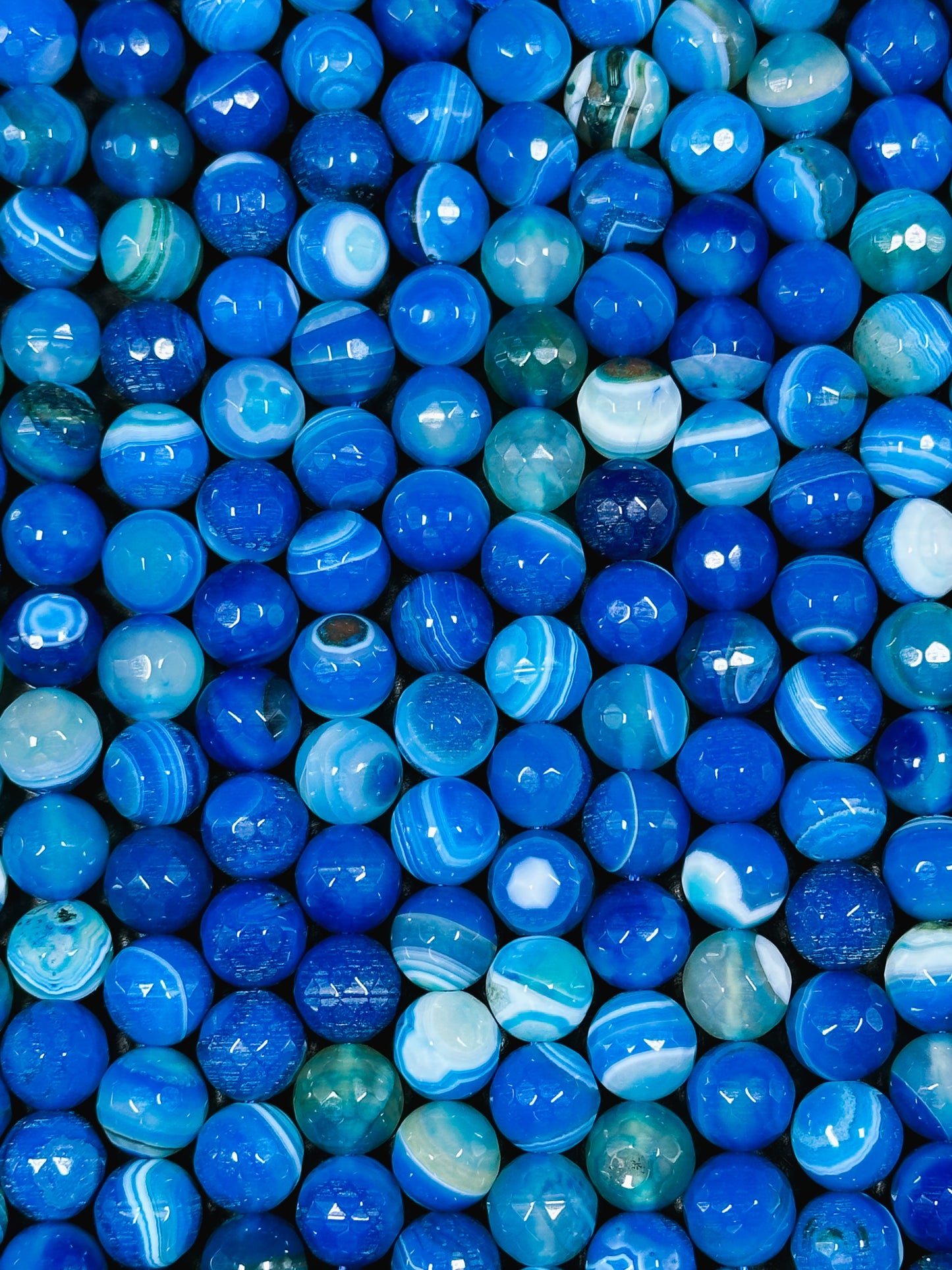 NATURAL Botswana Agate Gemstone Bead Faceted 6mm 8mm 10mm 12mm Round Beads, Beautiful Blue Color Gemstone Bead Full Strand 15.5"