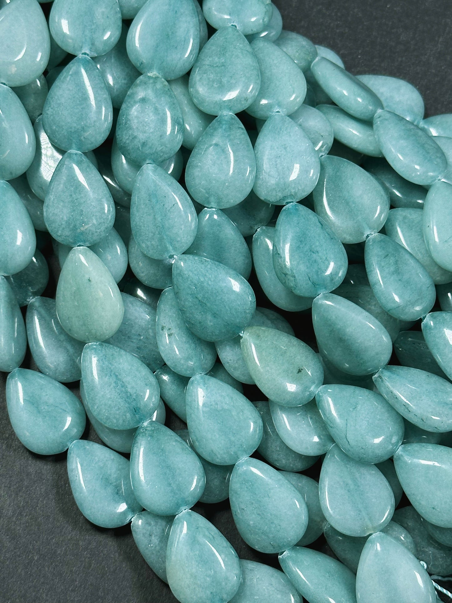 Natural Green Jade Gemstone Bead 20x15mm Teardrop Shape, Beautiful Burma Color Green Jade Gemstone Bead, Excellent Quality Full Strand 15.5"