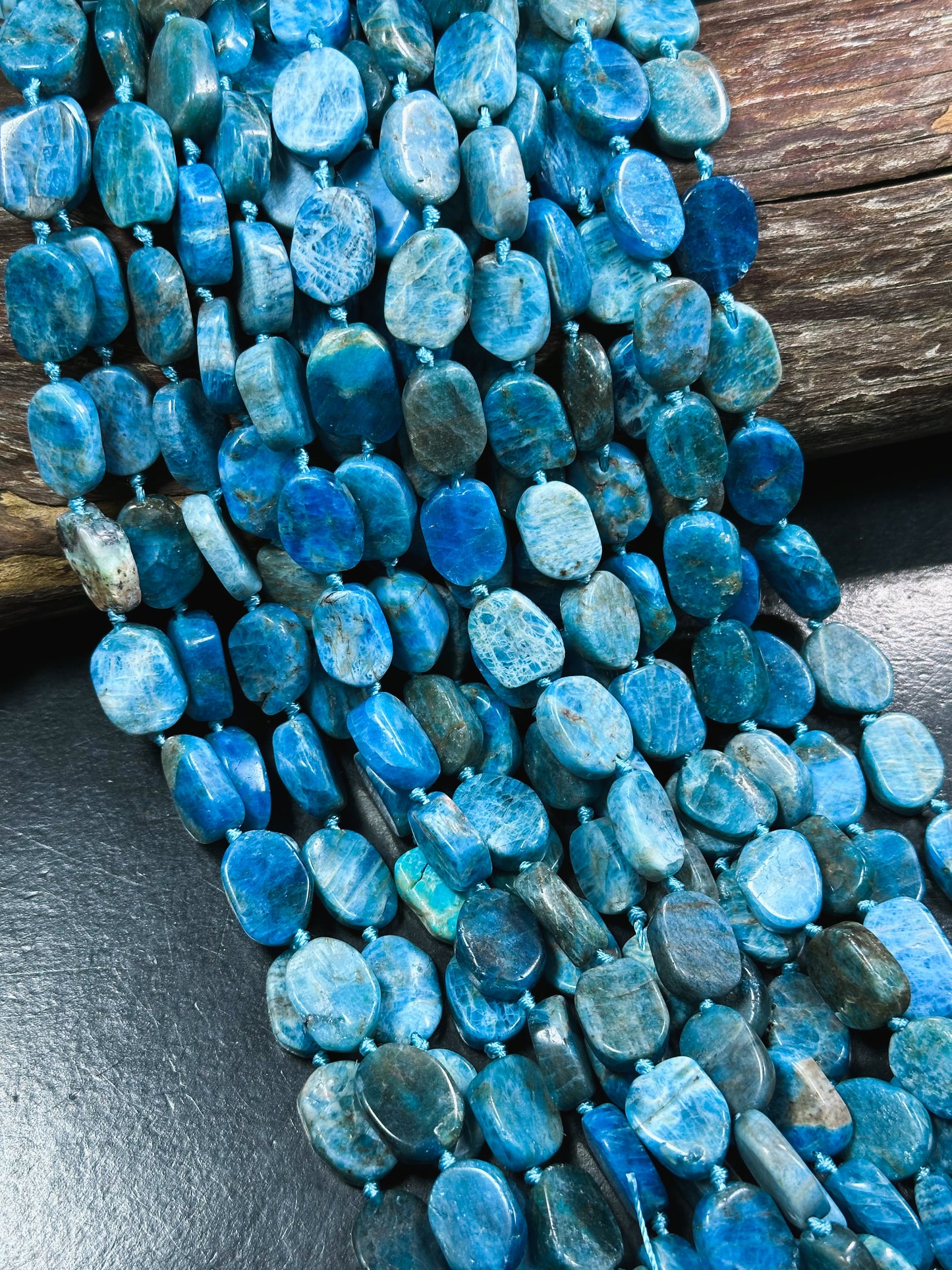 AAA Natural Apatite Gemstone Bead 16x11mm Oval Tablet Shape Bead, Beautiful Natural Blue Color Apatite Beads Excellent Quality 15.5" Strand