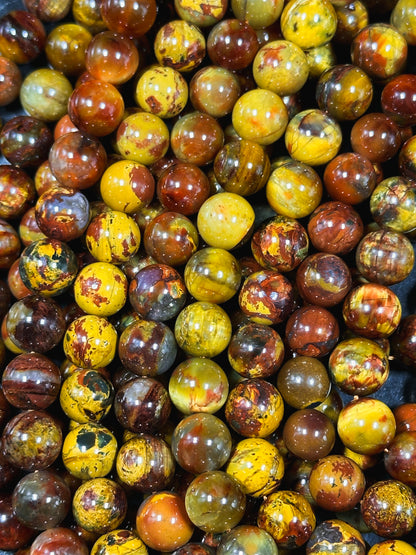 Natural Golden Pietersite Gemstone Bead 6mm 8mm 9mm 10mm 11mm Round Bead, Gorgeous Gold Orange Red Pietersite Bead, Excellent Quality 15.5