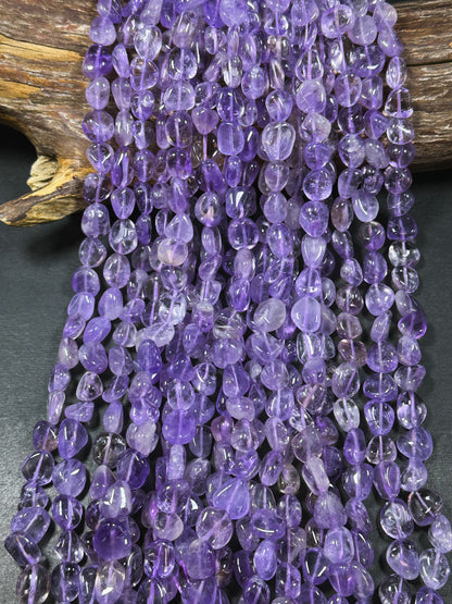 Natural Amethyst Gemstone Beads Freeform Pebble Shape Beads, Beautiful Natural Clear Purple Color Amethyst Gemstone Beads Full Strand 15.5"