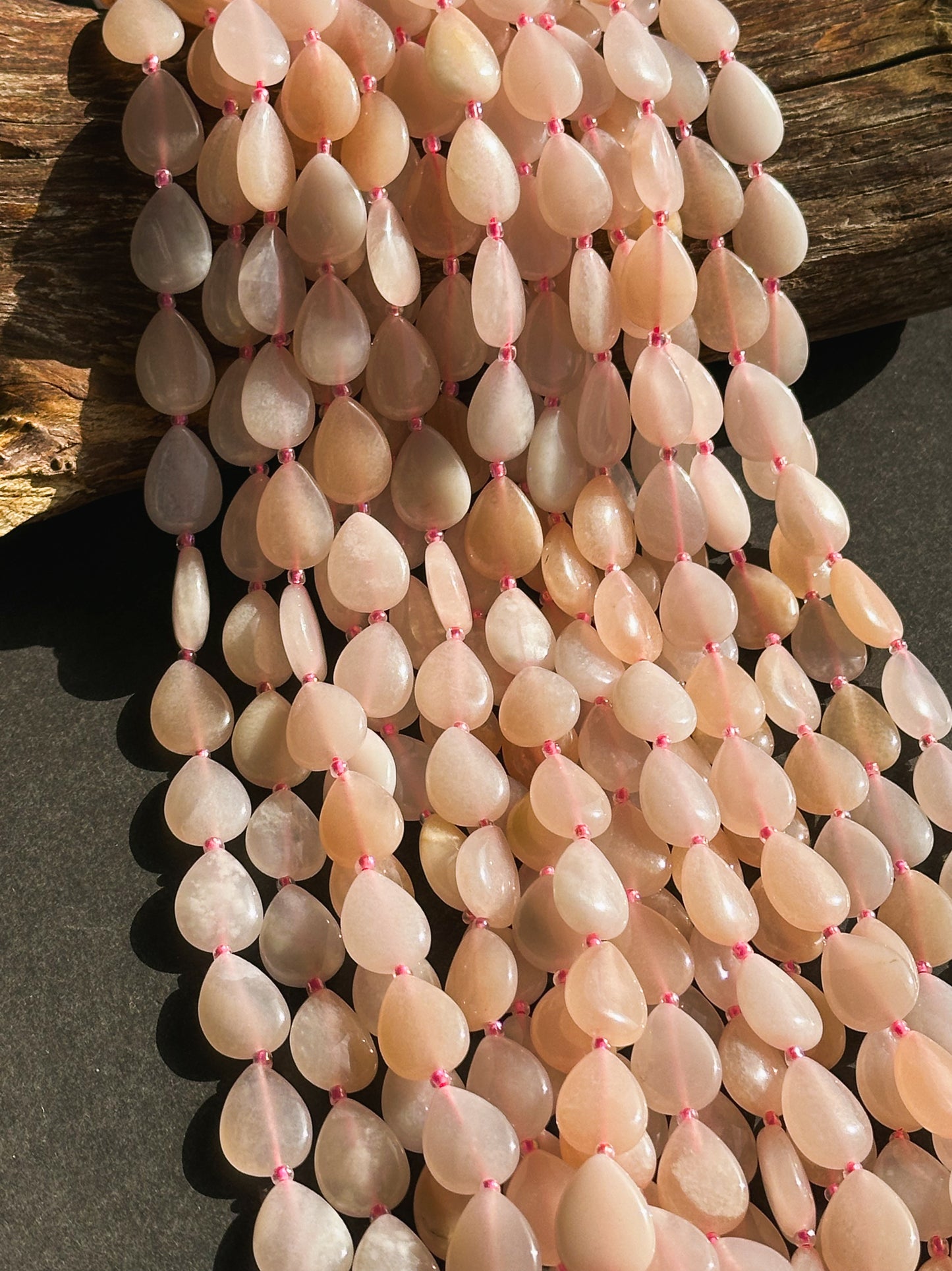 Natural Cherry Blossom Flower Agate Gemstone Bead 18x13mm Teardrop Shape, Beautiful Natural Pink Beige Color Flower Agate Stone Beads 15.5"