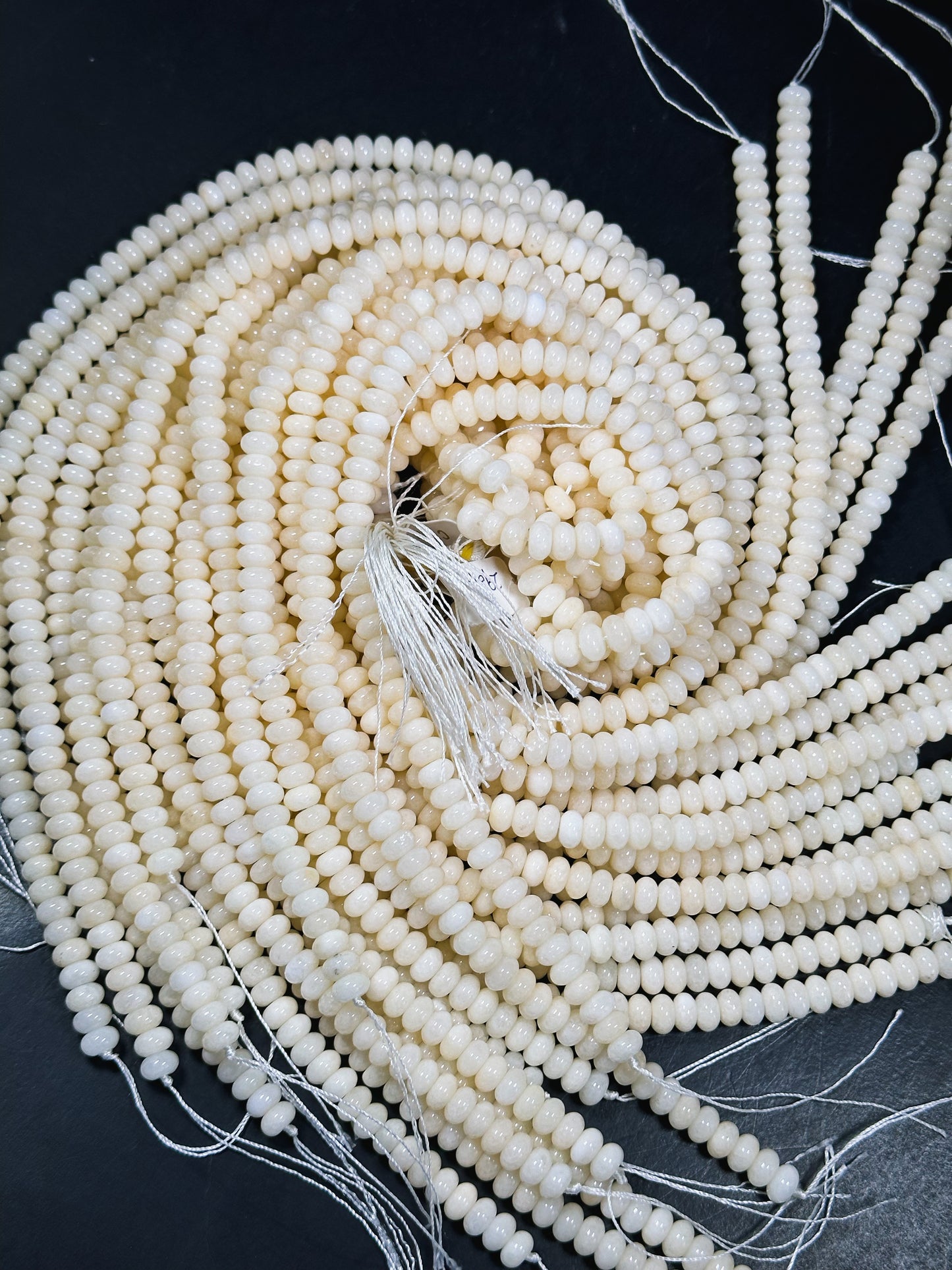 Natural Ivory Jade Gemstone Bead 8x5mm Rondelle Shape, Beautiful Ivory Cream Color Jade Gemstone Bead, Excellent Quality Full Strand 15.5"