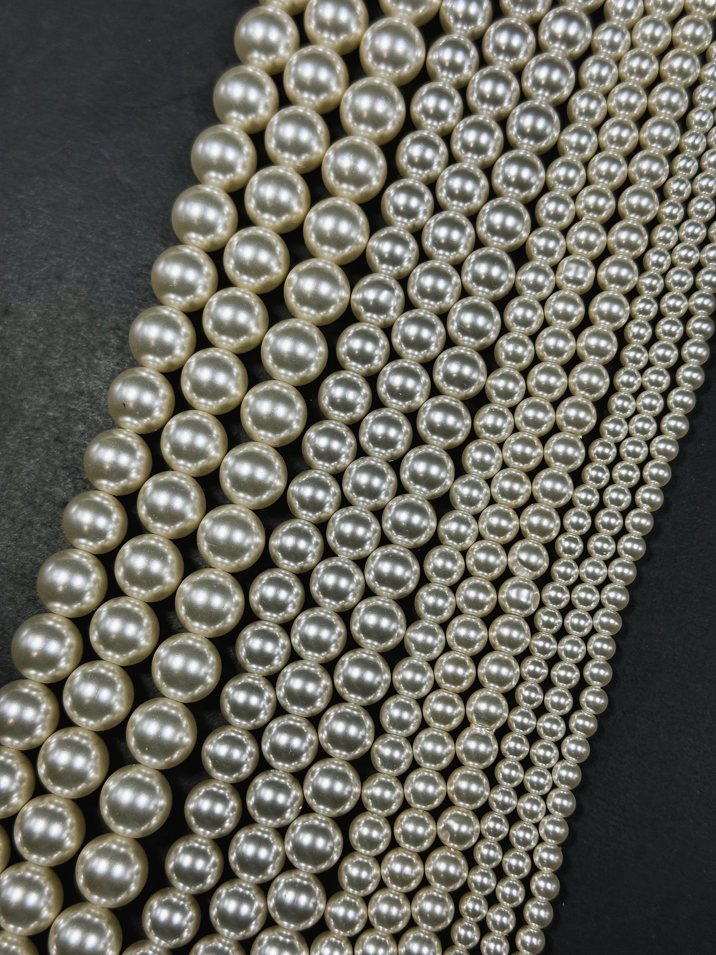 Swarovski Pearl Crystal Beads 4mm 6mm 8mm 10mm Round Bead, Beautiful Cream Color Swarovski Crystal Pearl Bead Genuine Swarovski Pearls 15.5"