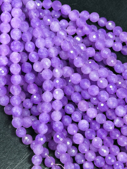 NATURAL Lavender Jade Gemstone Bead Faceted 6mm 8mm 10mm Round Bead Beautiful Lavender Purple Color Jade Gemstone Bead Nice Quality Full Strand 15.5"