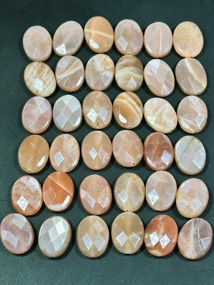 AAA Natural Peach Brown Moonstone Gemstone Bead Faceted 20x15mm Oval Shape, Gorgeous Peach Brown Color Shimmer Moonstone Bead, LOOSE BEADS