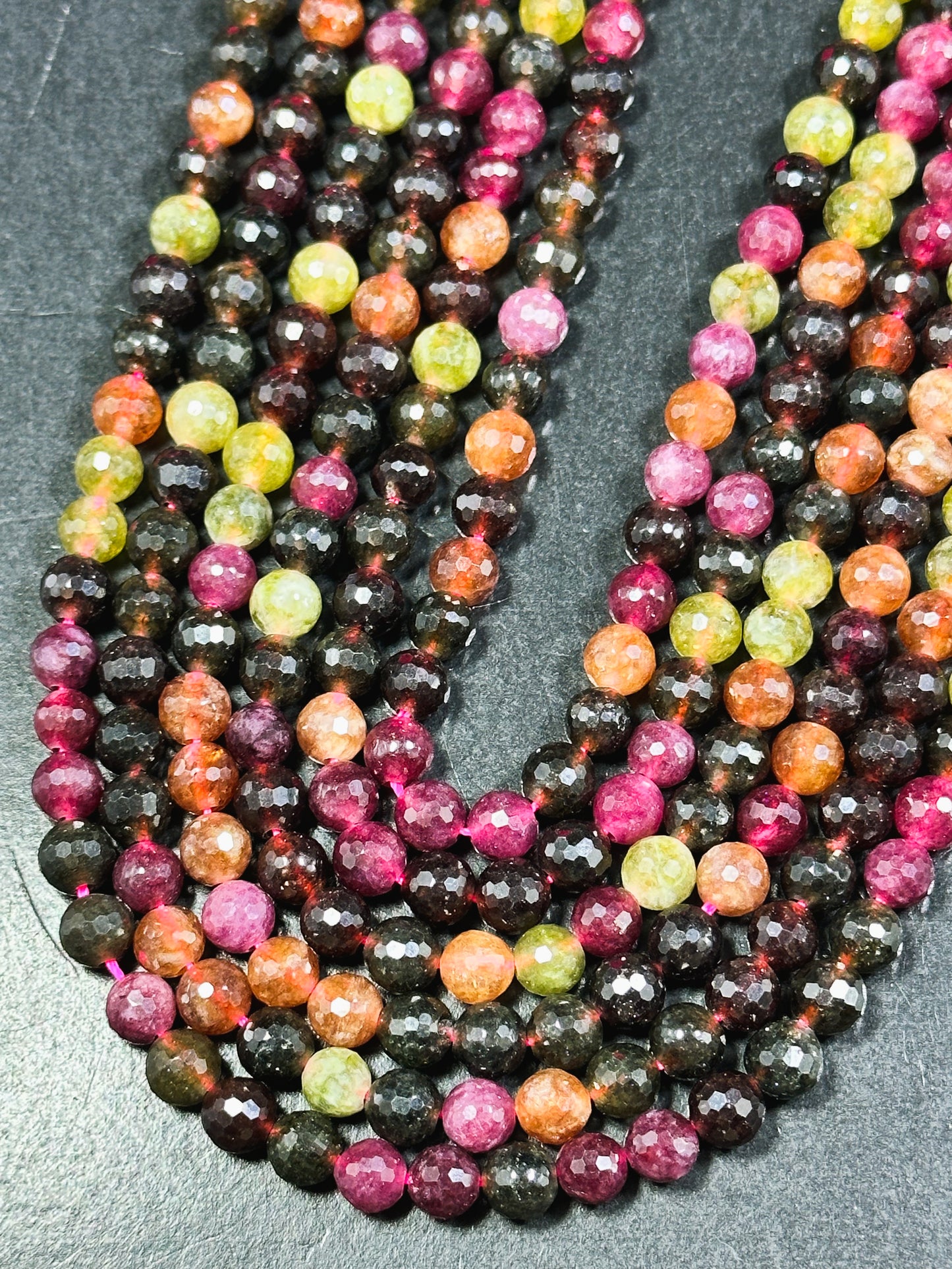 NATURAL Tourmaline Gemstone Bead Faceted 6mm Round Bead, Gorgeous Multicolor Tourmaline Gemstone Beads Full Strand 15.5" Great Quality Beads