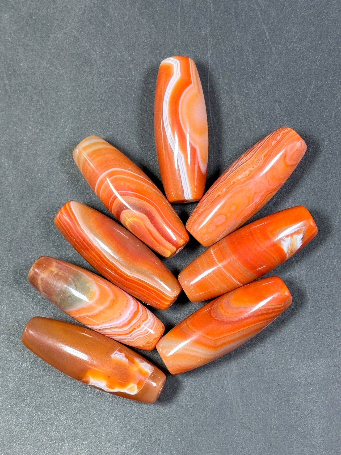 AAA Natural Botswana Agate Gemstone Bead 39x13mm Barrel Shape, Beautiful Natural Red Orange Color Botswana Agate Gemstone Bead, LOOSE BEADS