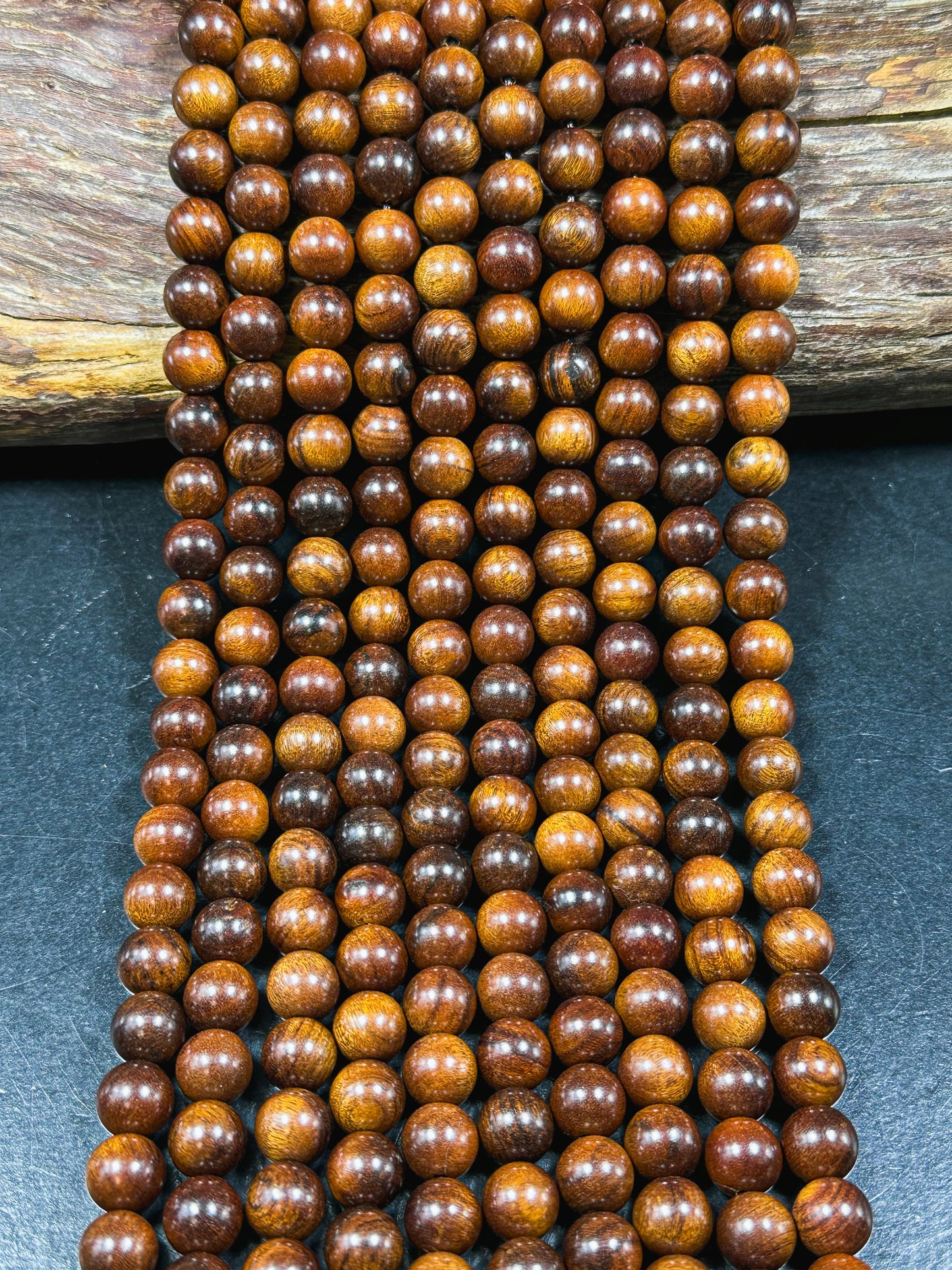 Natural Black Rosewood Beads 6mm 8mm 10mm Round Beads, Natural Dark Brown Aromatic Wood Meditation Prayer Mala Beads Full Strand 15.5"