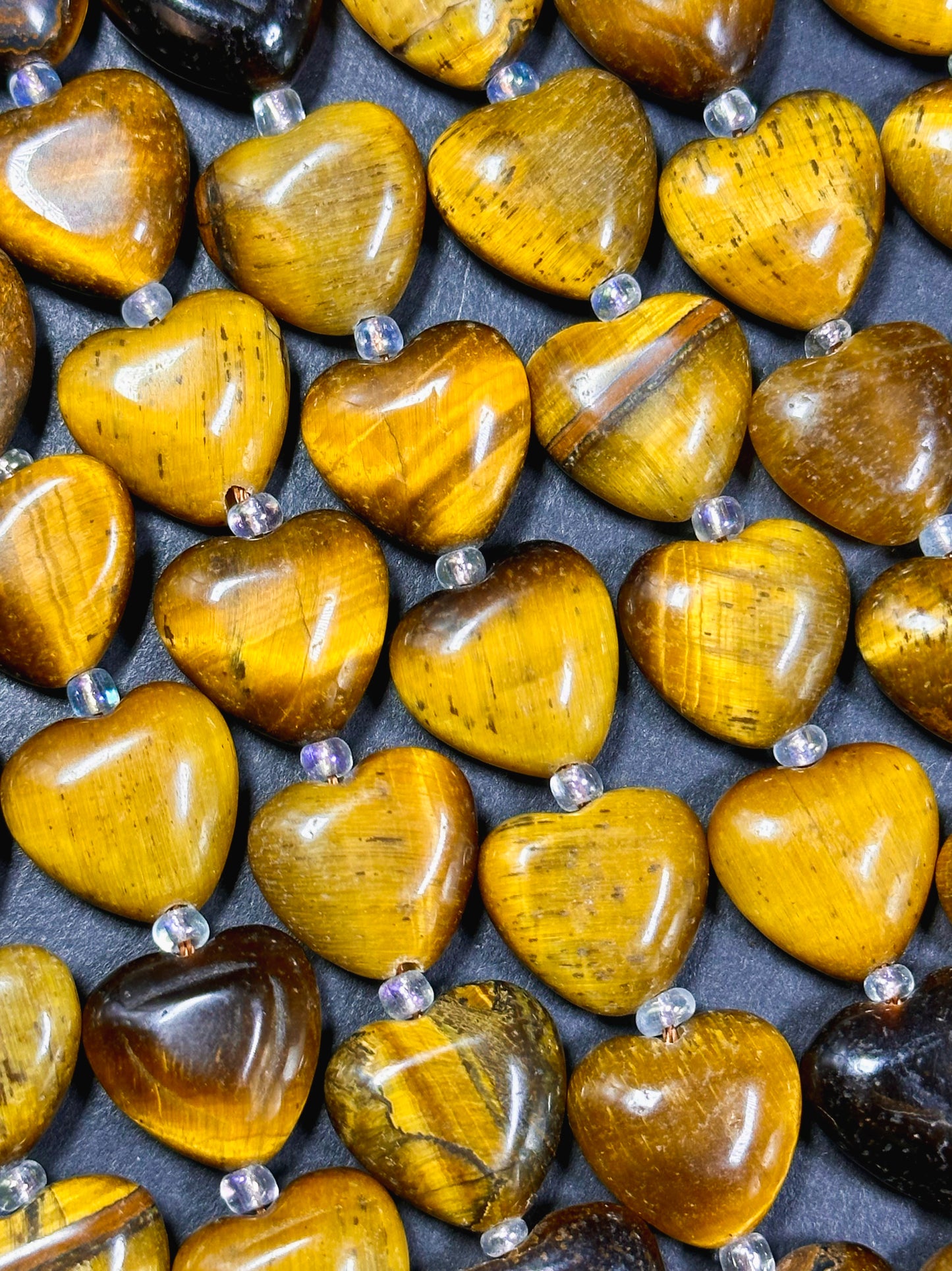 Natural Tiger Eye Gemstone Bead 10mm 14mm Heart Shape Bead, Beautiful Natural Golden Brown Color Tiger Eye, Great Quality Full Strand 15.5"