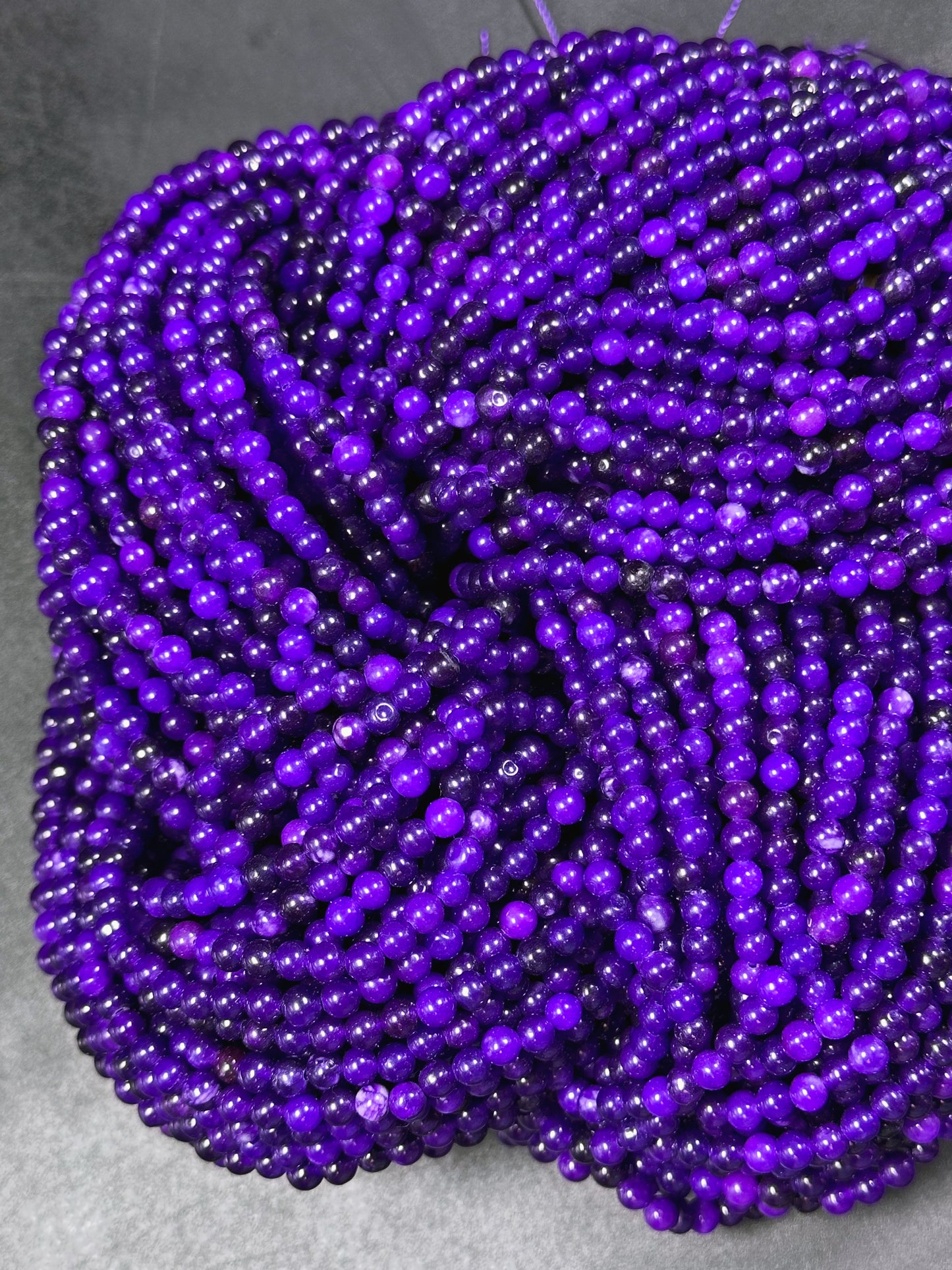 Beautiful Sugilite Gemstone Bead 4mm Round Beads, Gorgeous Purple Color Sugilite Gemstone Bead, Excellent Quality Beads Full Strand 15.5"