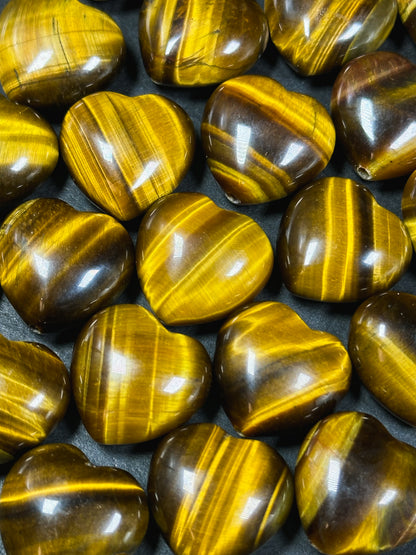 Natural Tiger Eye Gemstone Bead 20mm Heart Shape Beads, Beautiful Natural Golden Brown Color Tiger Eye Gemstone Beads, LOOSE Beads (1pc)