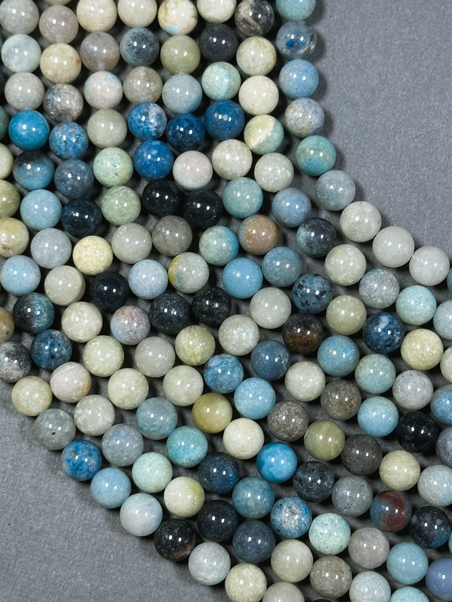 Natural Trolleite Gemstone Bead 6mm 8mm 10mm Round Beads, Beautiful Natural Multicolor Blue Color Trolleite Beads, Excellent Quality 15.5"