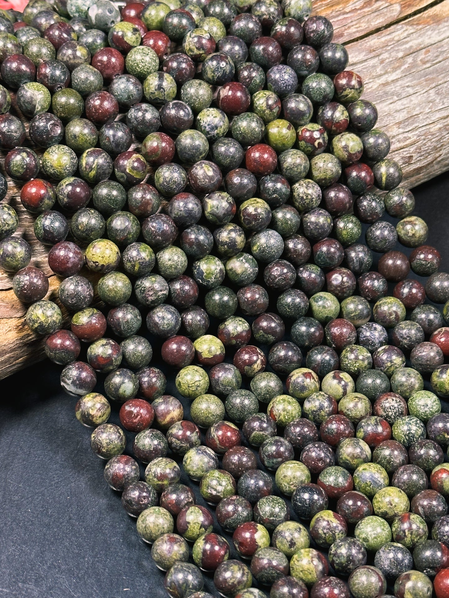 NATURAL Dragon Bloodstone Gemstone Bead 4mm 6mm 8mm 10mm Round Beads, Beautiful Red Green Color Bloodstone Gemstone Beads Full Strand 15.5"