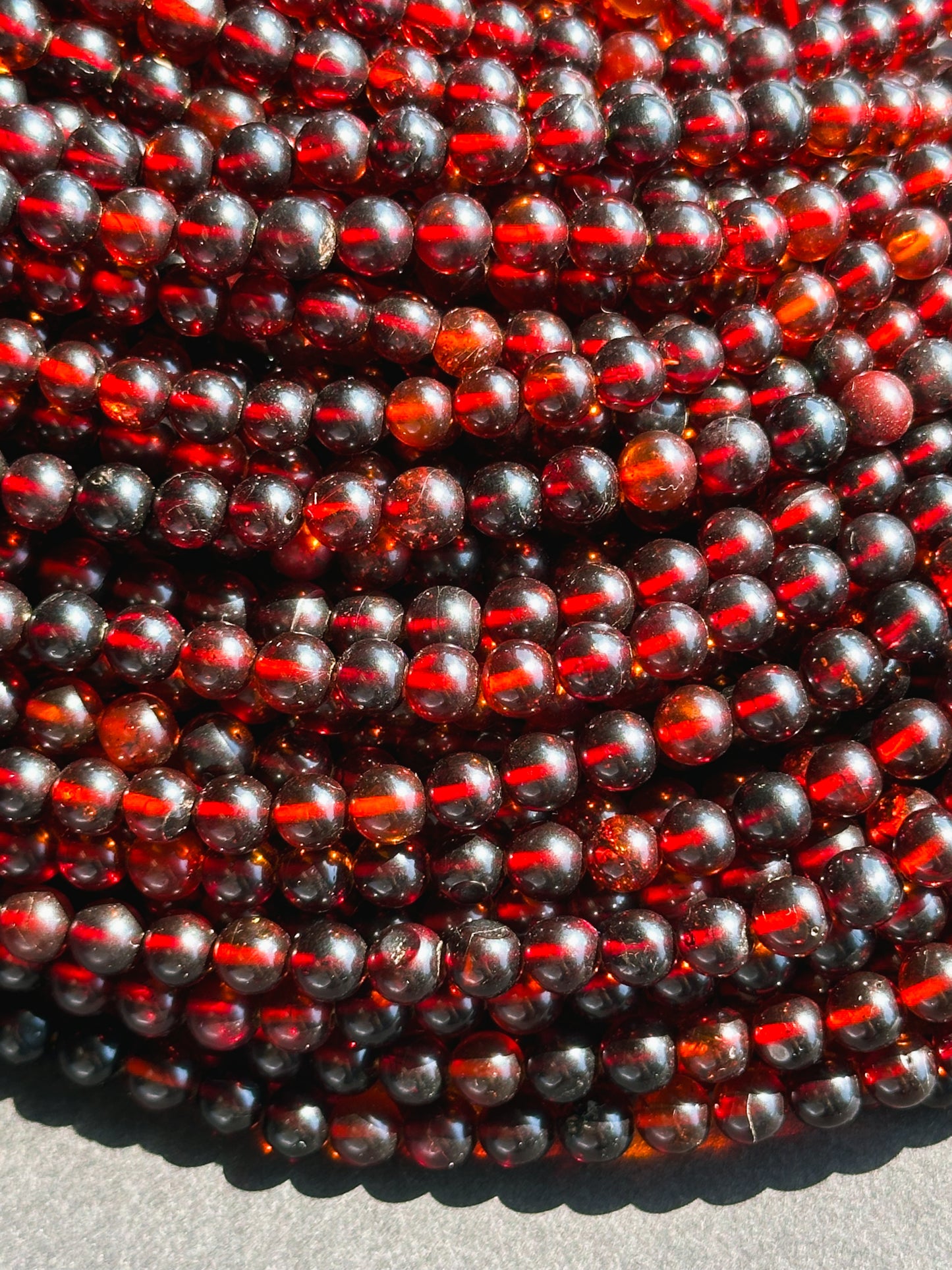 Natural Baltic Gold Gemstone Bead 5mm Round Beads, Beautiful Natural Dark Red Brown Color Baltic Gold Bead Great Quality Full Strand 15.5"