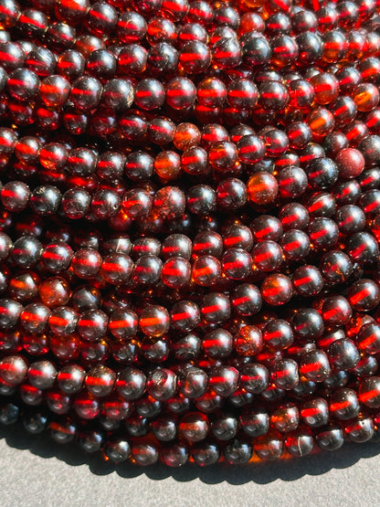 Natural Baltic Gold Gemstone Bead 5mm Round Beads, Beautiful Natural Dark Red Brown Color Baltic Gold Bead Great Quality Full Strand 15.5"