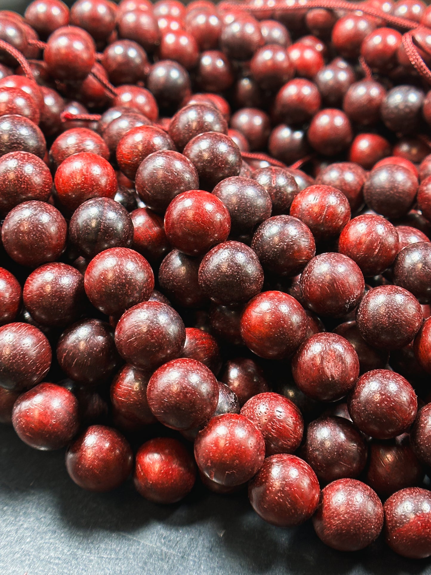 Natural Red Rosewood Beads 8mm 10mm Round Beads, Natural Mahogany Dark Red Aromatic Wood Meditation Prayer Mala Beads Full Strand 15.5"