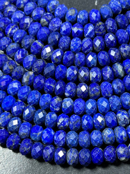 AAA Natural Lapis Lazuli Gemstone Bead Faceted 5x8mm Rondelle Shape, Gorgeous Natural Royal Blue Color Lapis Beads, 15.5" Strand