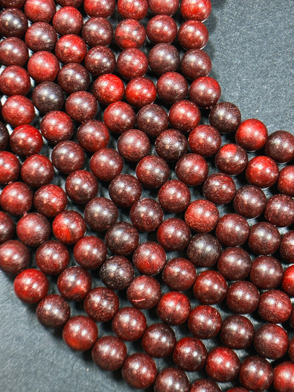 Natural Red Rosewood Beads 8mm 10mm Round Beads, Natural Mahogany Dark Red Aromatic Wood Meditation Prayer Mala Beads Full Strand 15.5"