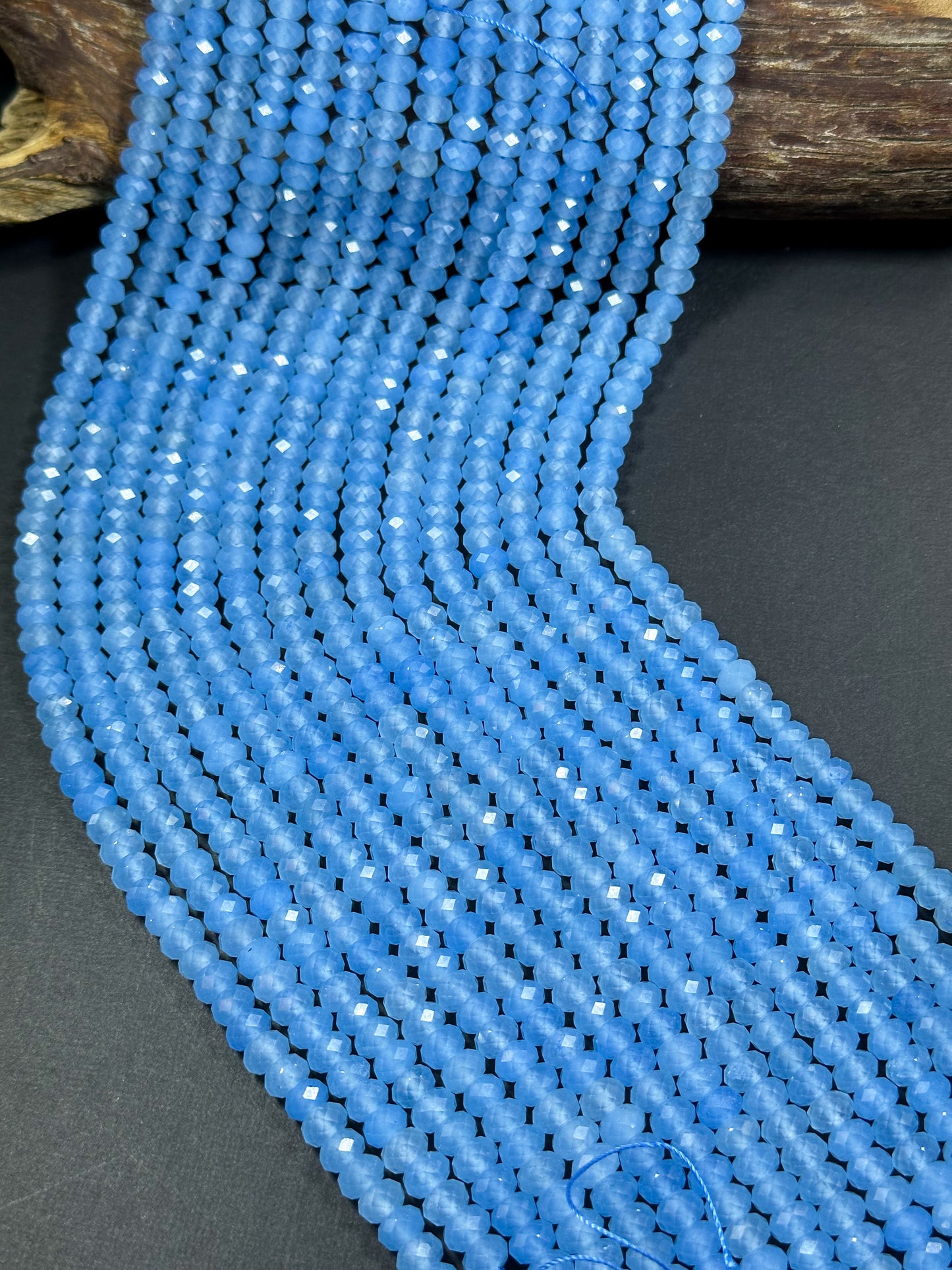 Natural Blue Jade Gemstone Bead Faceted 8x5mm Rondelle Shape, Gorgeous Sky Blue Color Jade Gemstone Bead, Great Quality Full Strand 15.5"