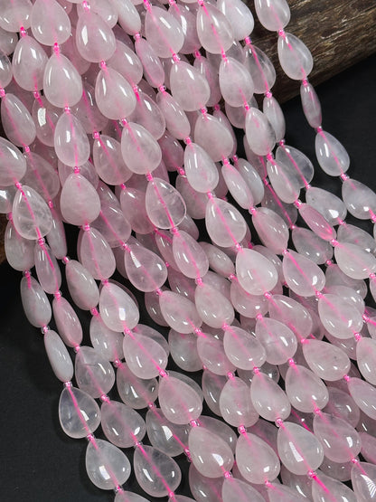 Natural Rose Quartz Gemstone Bead 18x13mm Teardrop Shape, Beautiful Natural Pink Color Rose Quartz Stone Bead Great Quality Full Strand 15.5