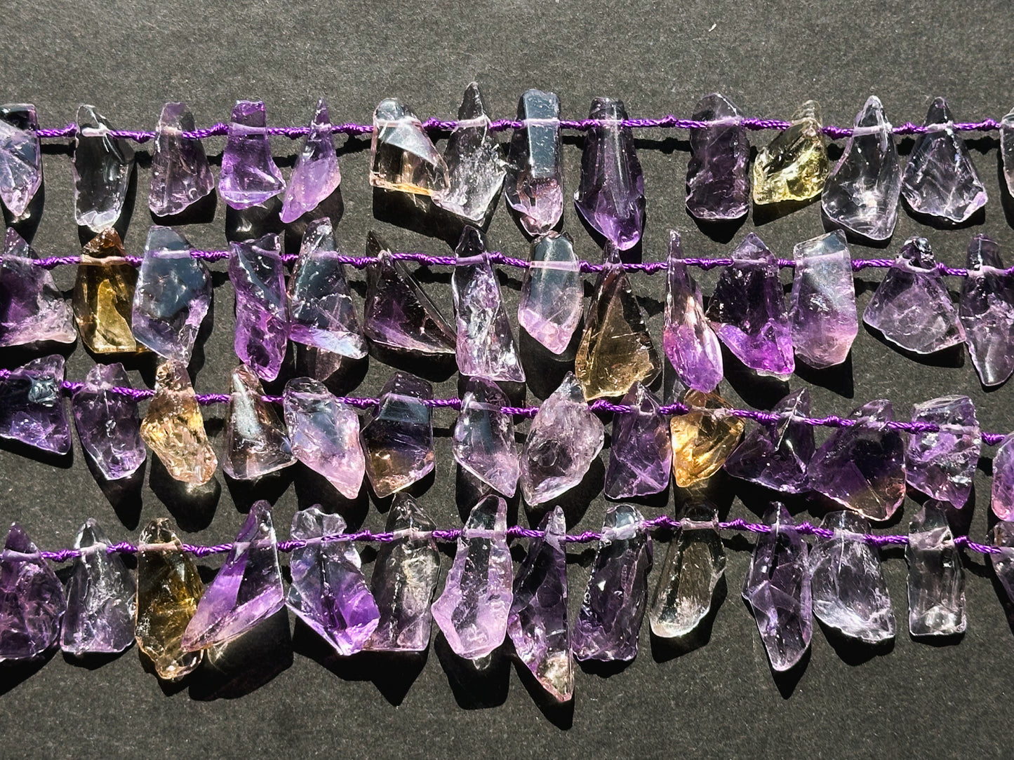 Natural Ametrine Gemstone Bead Freeform Teardrop Shape Bead, Gorgeous Natural Purple Amethyst Yellow Citrine Clear Color Ametrine Bead 15.5"