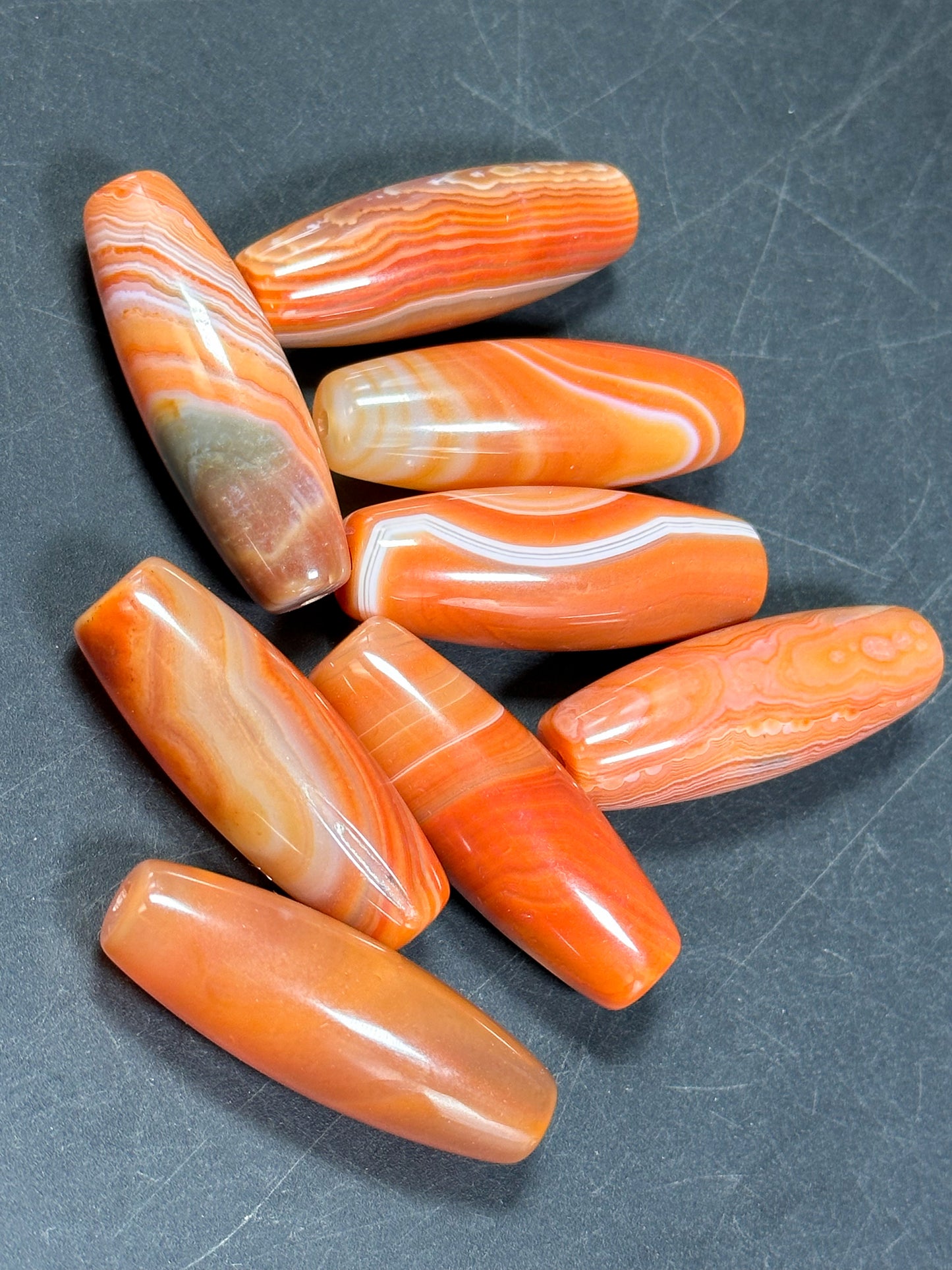 AAA Natural Botswana Agate Gemstone Bead 39x13mm Barrel Shape, Beautiful Natural Red Orange Color Botswana Agate Gemstone Bead, LOOSE BEADS