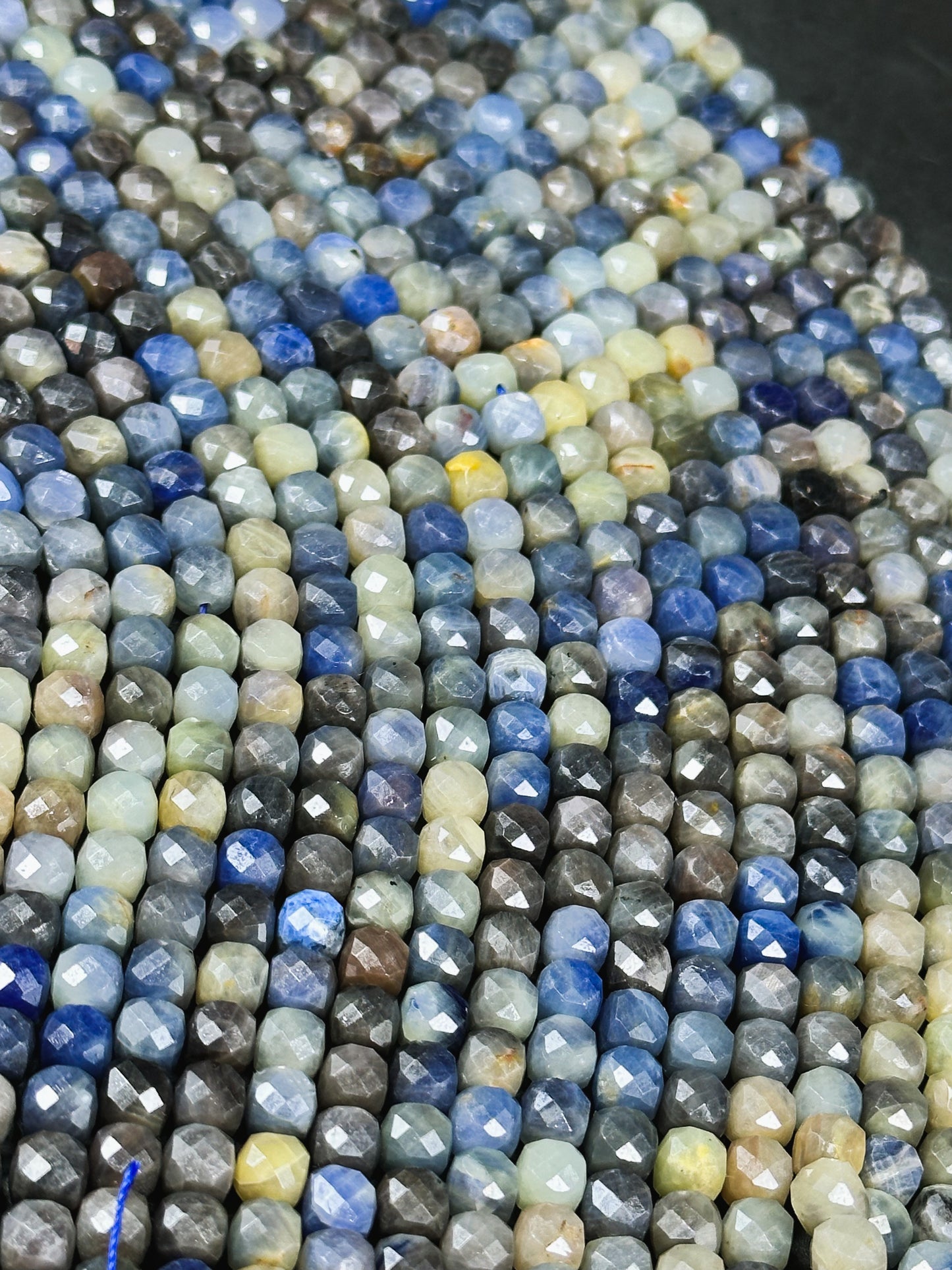 NATURAL Sapphire Gemstone Bead Faceted 6mm Cube Shape, Beautiful Natural Blue Color Sapphire Gemstone Bead, Great Quality Full 15.5" Strand