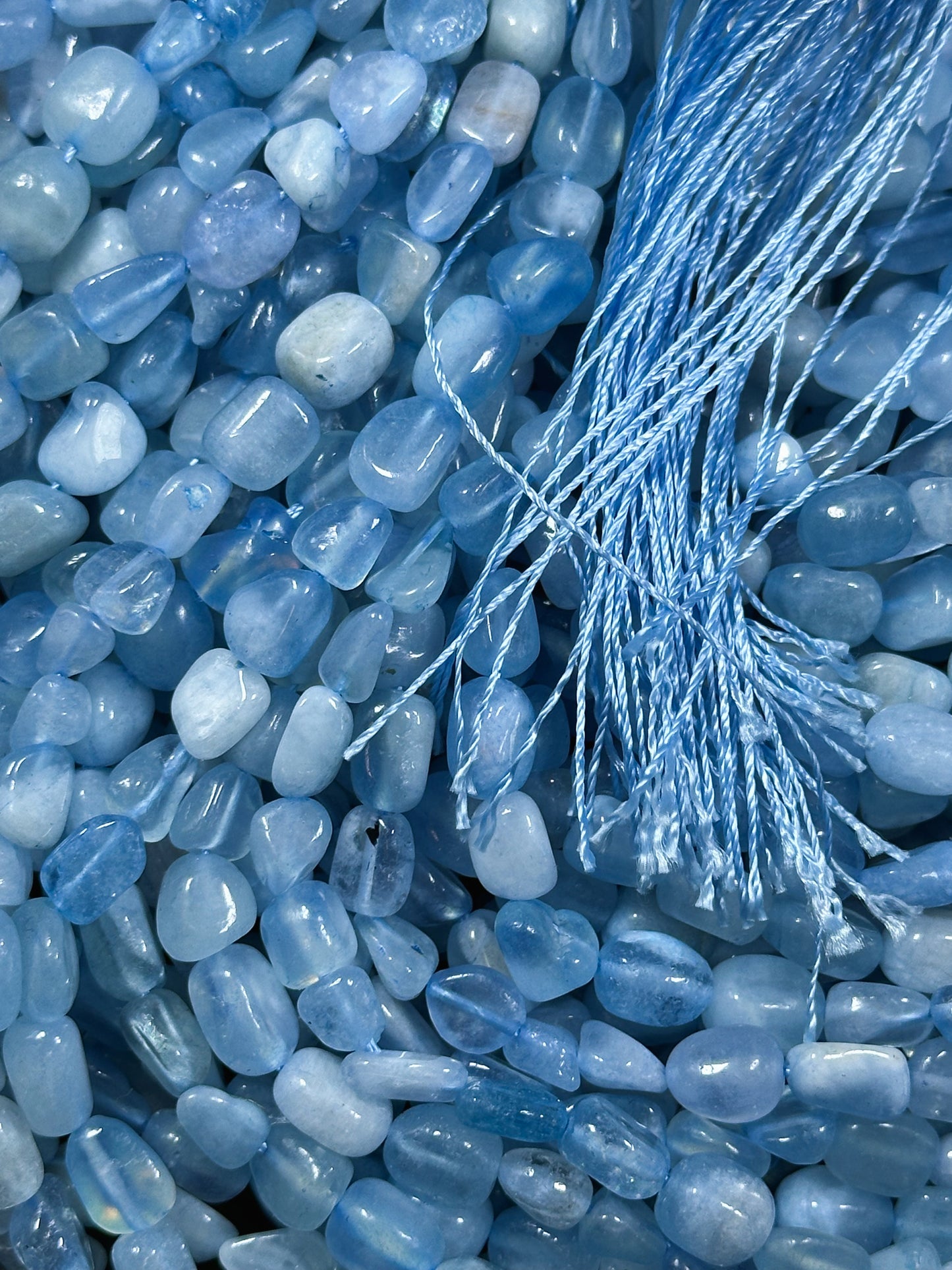 Natural Aquamarine Gemstone Bead Freeform Pebble Shape, Beautiful Natural Blue Color Aquamarine Stone Bead, Great Quality Full Strand 15.5"