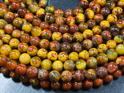 Natural Golden Pietersite Gemstone Bead 6mm 8mm 9mm 10mm 11mm Round Bead, Gorgeous Gold Orange Red Pietersite Bead, Excellent Quality 15.5