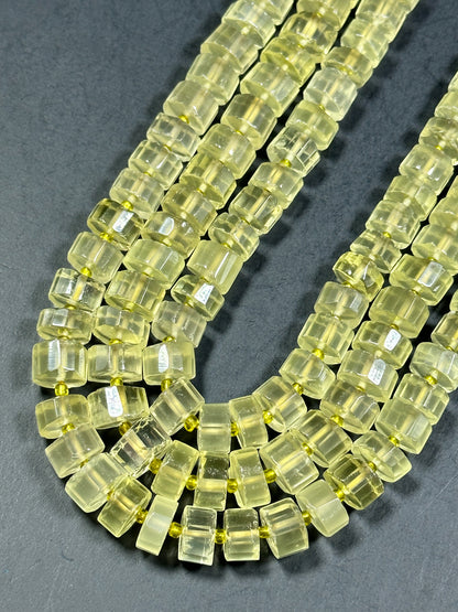 NATURAL Lemon Quartz Gemstone Bead 10-11mm Rondelle Shape Beads, Beautiful Yellow Color Lemon Quartz Gemstone Bead. Full Strand 15.5