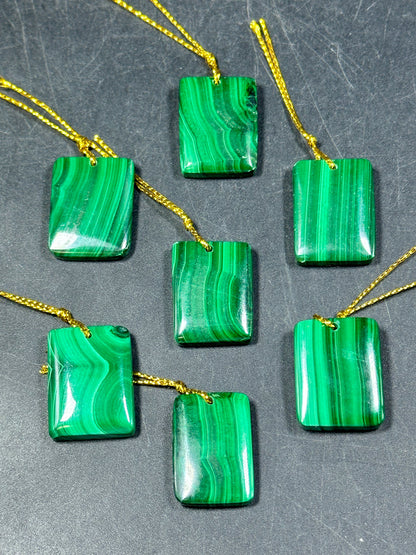 AAA NATURAL Malachite Gemstone Pendant 26x20mm Rectangle Shape Pendant, Gorgeous Natural Green Malachite Gemstone Pendant, Great Quality