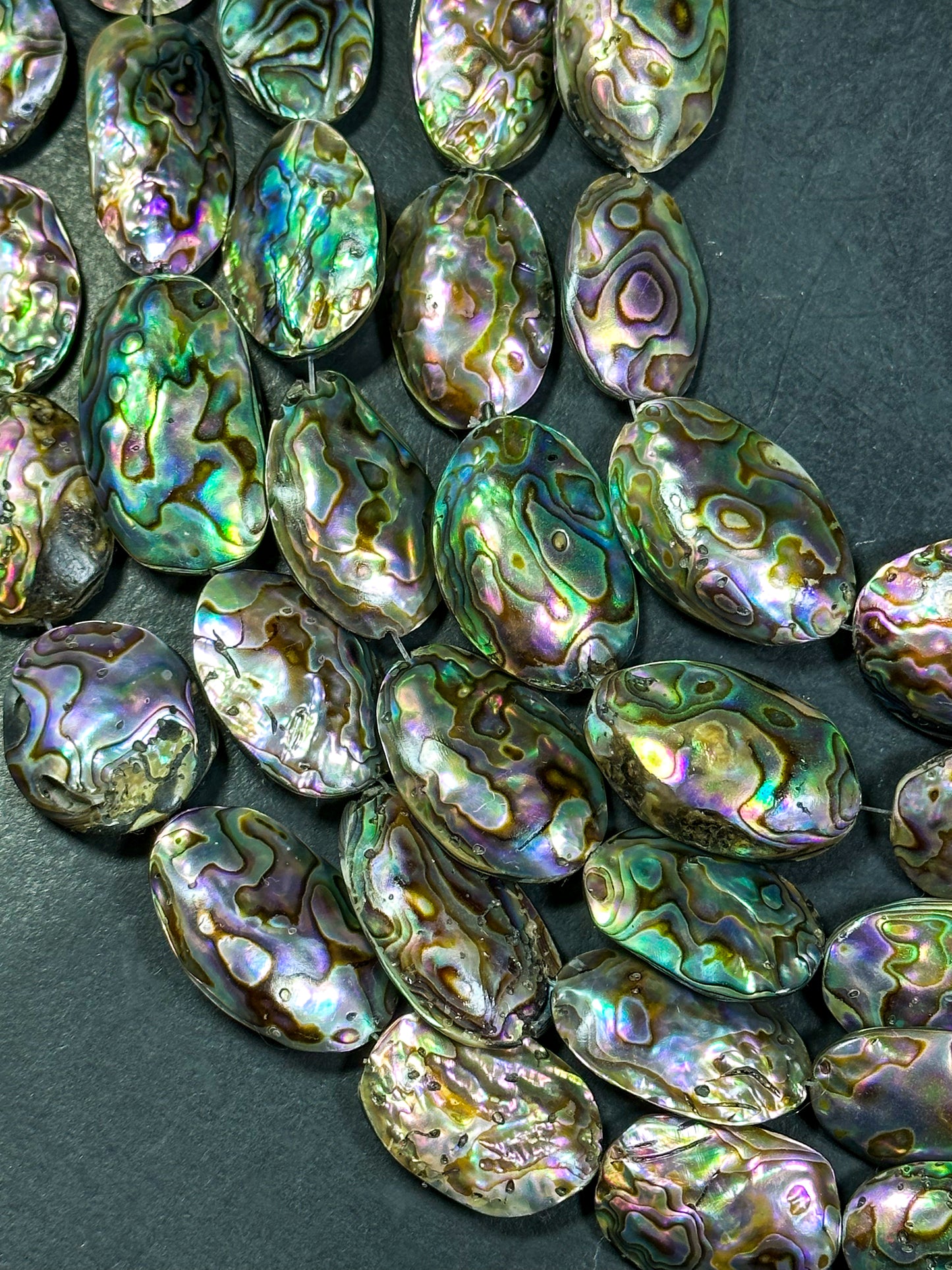 AAA Natural Abalone Shell Bead 26x20mm Oval Shape, Gorgeous Natural Rainbow Peacock Color Abalone Shell Excellent Quality Full Strand 15.5"