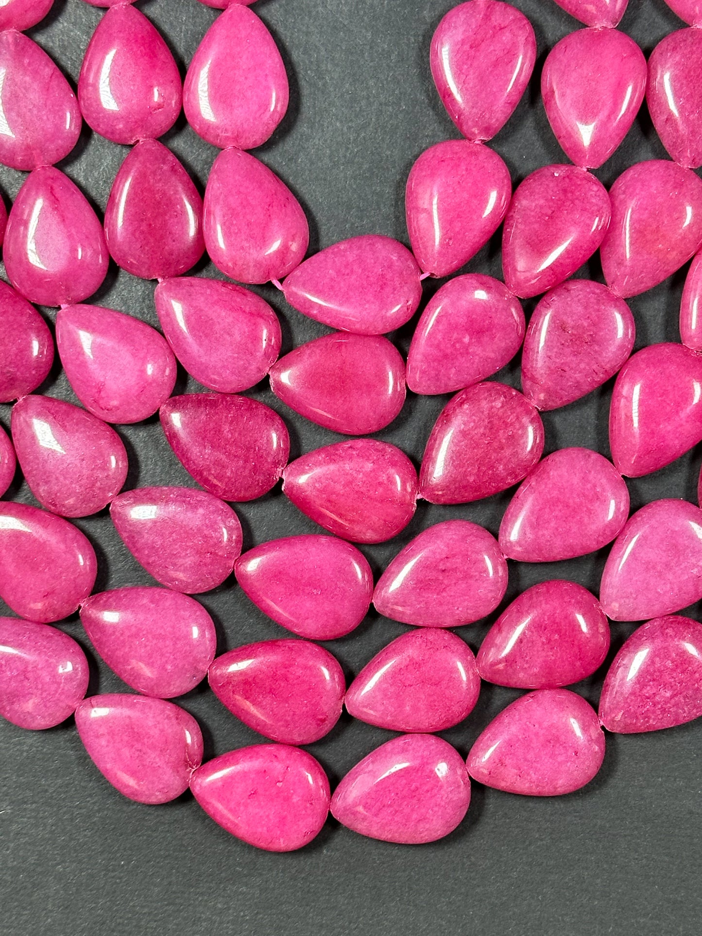 Natural Pink Jade Gemstone Bead 20x15mm Teardrop Shape, Beautiful Hot Pink Color Jade Gemstone Bead Excellent Quality Full Strand 15.5"