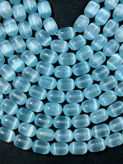 Natural Blue Selenite Gemstone Bead 12x8mm Tube Shape Bead, Beautiful Turquoise Blue Color Selenite Beads, Great Quality Full Strand 15.5"