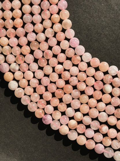 AAA Natural Morganite Gemstone 6mm 8mm Round Beads, Beautiful Natural Pink Morganite Gemstone Beads, Excellent Quality Full Strand 15.5"