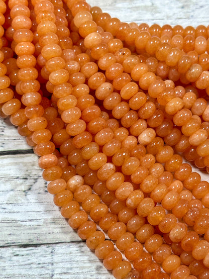 NATURAL Orange Jade Gemstone Bead 8x5mm Rondelle Shape Bead, Beautiful Orange Color Jade Gemstone Bead, Great Quality Bead Full Strand 15.5"