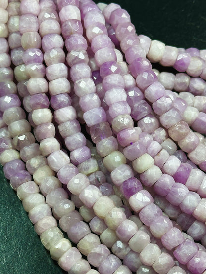 AAA Natural Kunzite Gemstone Bead Faceted 9x6mm Rondelle Shape, Gorgeous Natural Pink Purple Color Kunzite, Excellent Quality 15.5" Strand