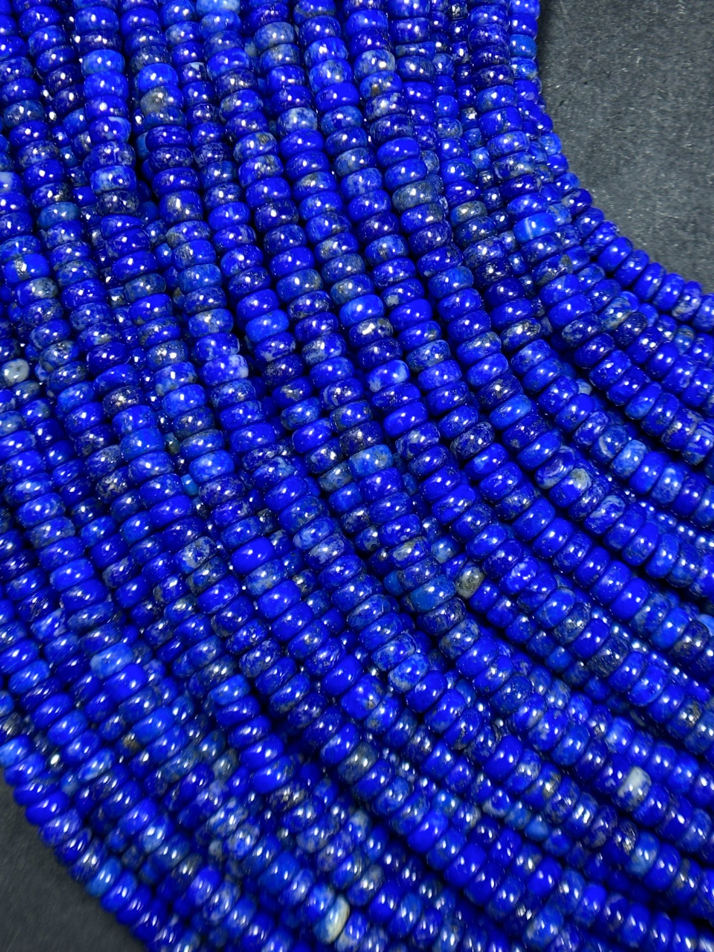 Natural Lapis Lazuli Gemstone Bead Smooth 4x2mm Rondelle Shape Beads, Gorgeous Natural Royal Blue Color Lapis Beads, Excellent Quality 15.5"