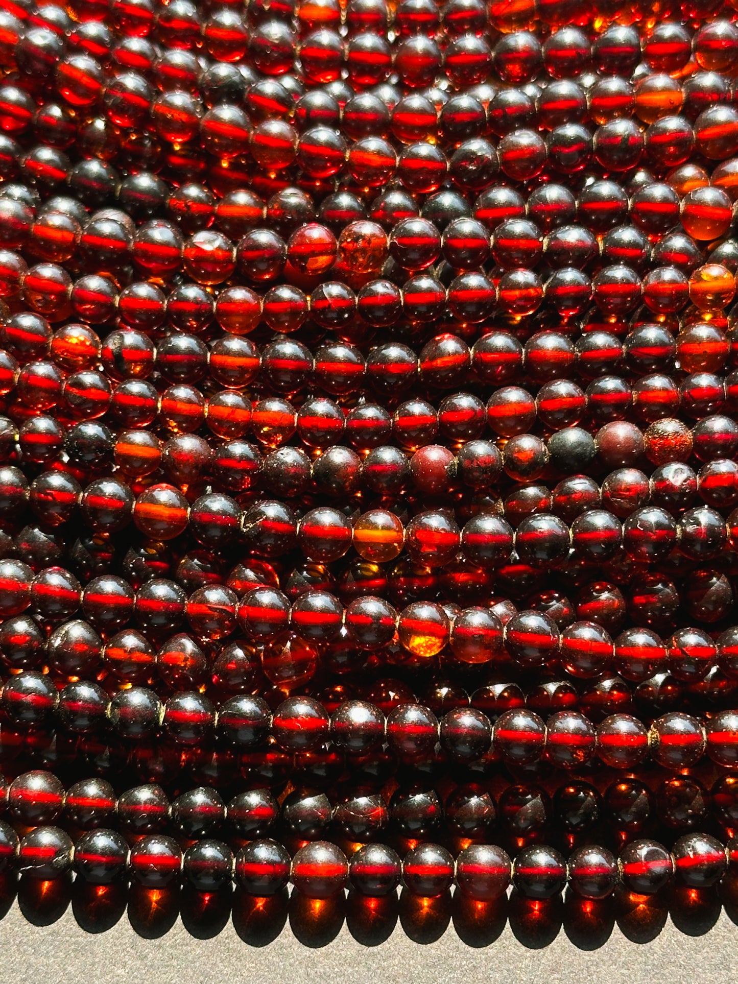 Natural Baltic Gold Gemstone Bead 5mm Round Beads, Beautiful Natural Dark Red Brown Color Baltic Gold Bead Great Quality Full Strand 15.5"