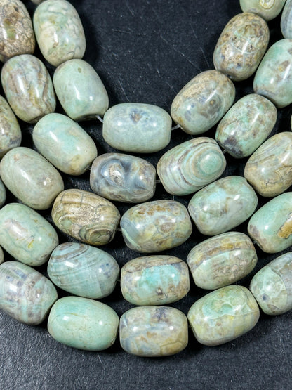 NATURAL Dragon Skin Agate Gemstone Bead 18x13mm Barrel Shape Bead, Beautiful Green Blue Color Dragon Skin Gemstone Beads Full Strand 15.5"