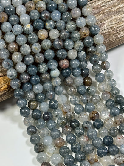 NATURAL Iolite Gemstone Bead 6mm 8mm Round Beads, Beautiful Natural Gray Blue Color Iolite Gemstone Bead Loose Beads Full Strand 15.5"