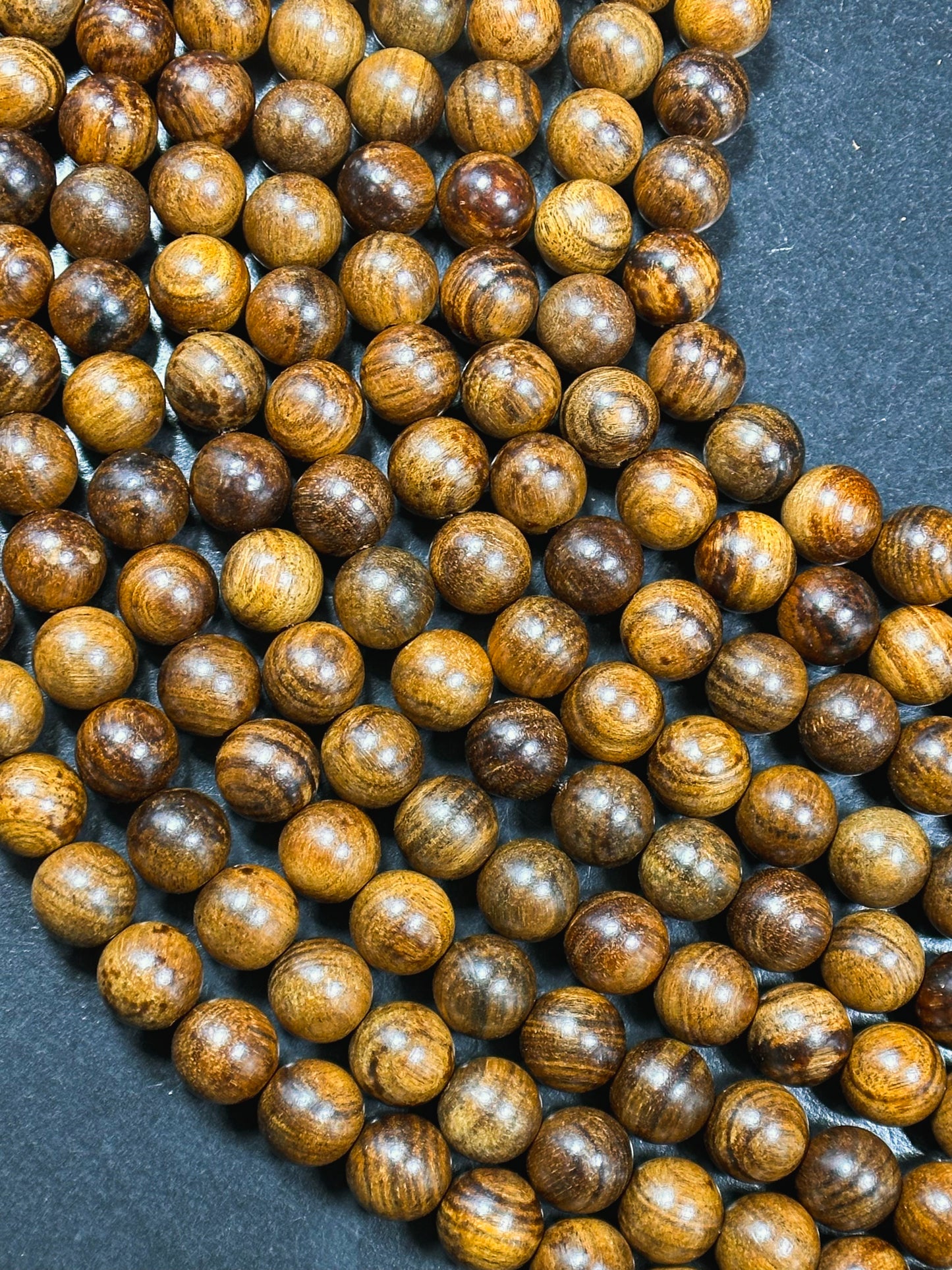 Natural Tiger Skin Sandalwood Beads 6mm 8mm 10mm Round Beads, Natural Brown Aromatic Wood Meditation Prayer Mala Beads Full Strand 15.5"