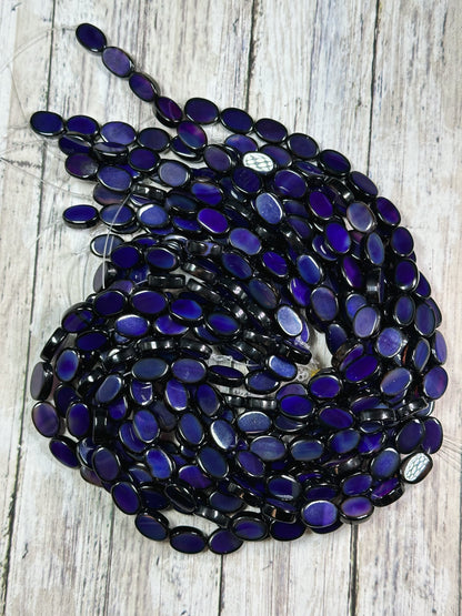 Natural Purple Agate Gemstone Bead 14x10mm Oval Shape, Beautiful Dark Purple Color Smooth Agate Gemstone Beads Full Strand 15.5"