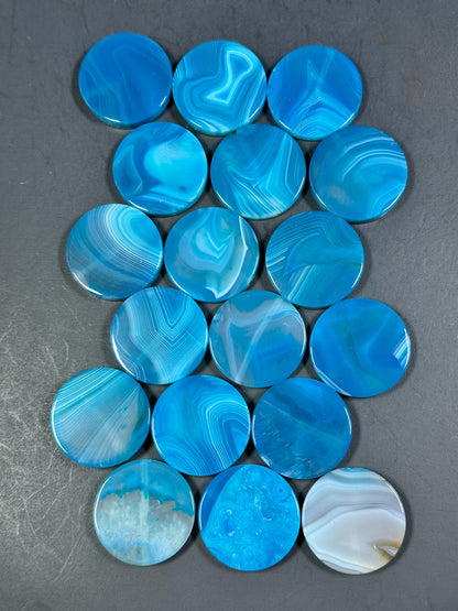 NATURAL Botswana Agate Gemstone Bead 25mm 30mm Coin Shape Beads, Gorgeous Blue Color Botswana Agate Gemstone Beads, LOOSE Gemstone Beads