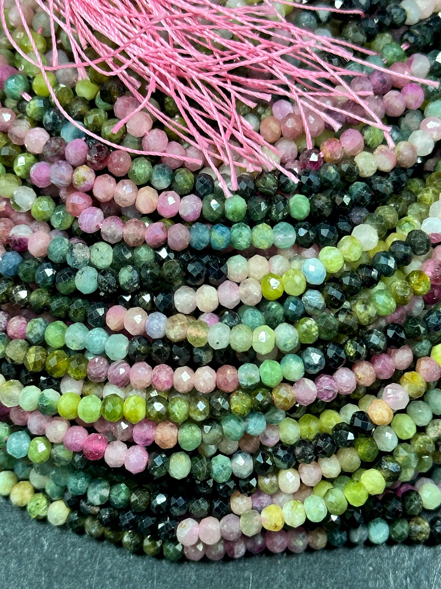 NATURAL Tourmaline Gemstone Bead Faceted 3mm Rondelle Shape, Beautiful Multicolor Tourmaline Gemstone Bead Great Quality Full Strand 15.5"