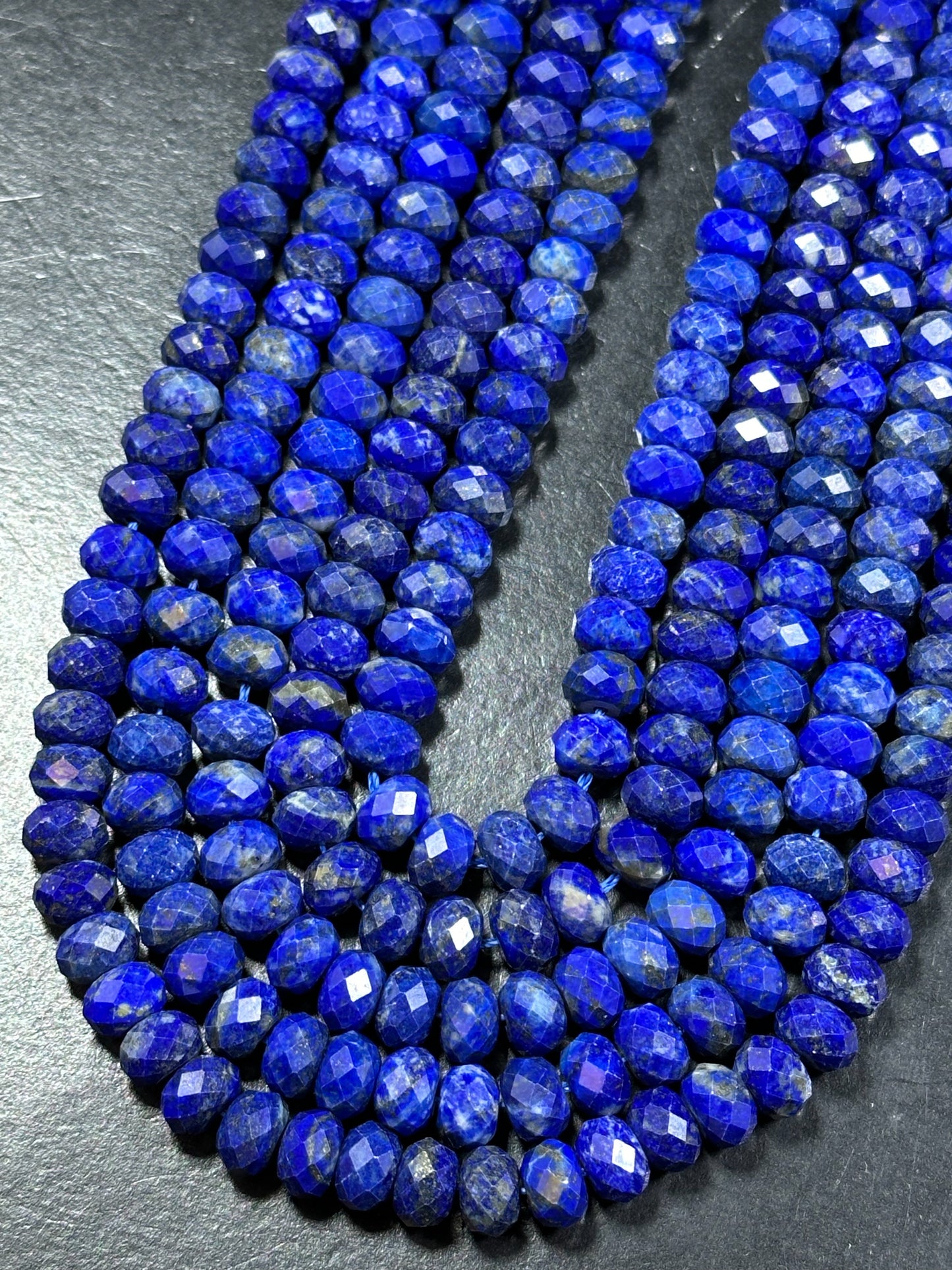 AAA Natural Lapis Lazuli Gemstone Bead Faceted 5x8mm Rondelle Shape, Gorgeous Natural Royal Blue Color Lapis Beads, 15.5" Strand