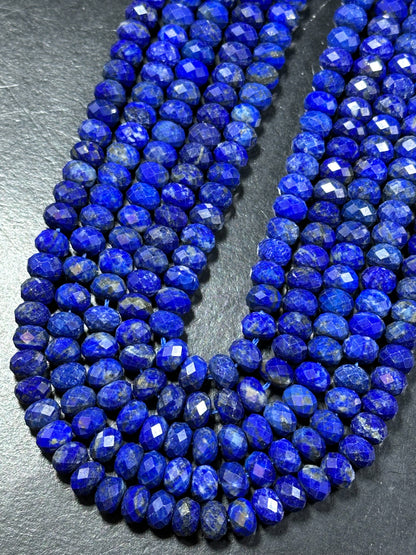 AAA Natural Lapis Lazuli Gemstone Bead Faceted 5x8mm Rondelle Shape, Gorgeous Natural Royal Blue Color Lapis Beads, 15.5" Strand