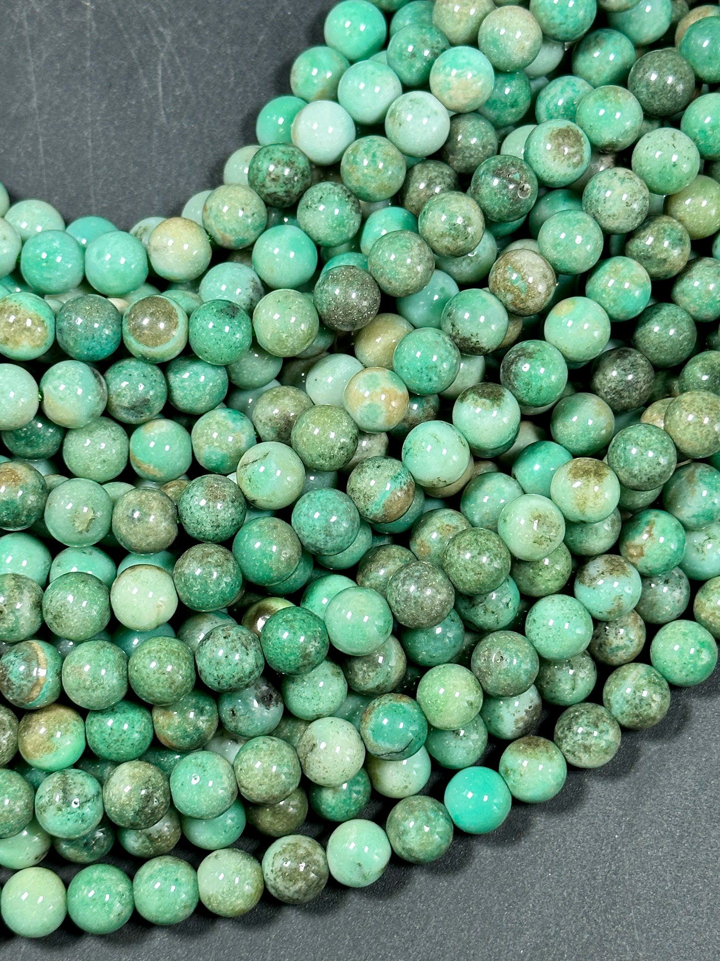 Natural Australian Green Grass Agate Gemstone Bead 6mm 8mm 10mm Smooth Round Beads, Gorgeous Green Color Grass Agate Gemstone Bead Great Quality 15.5"